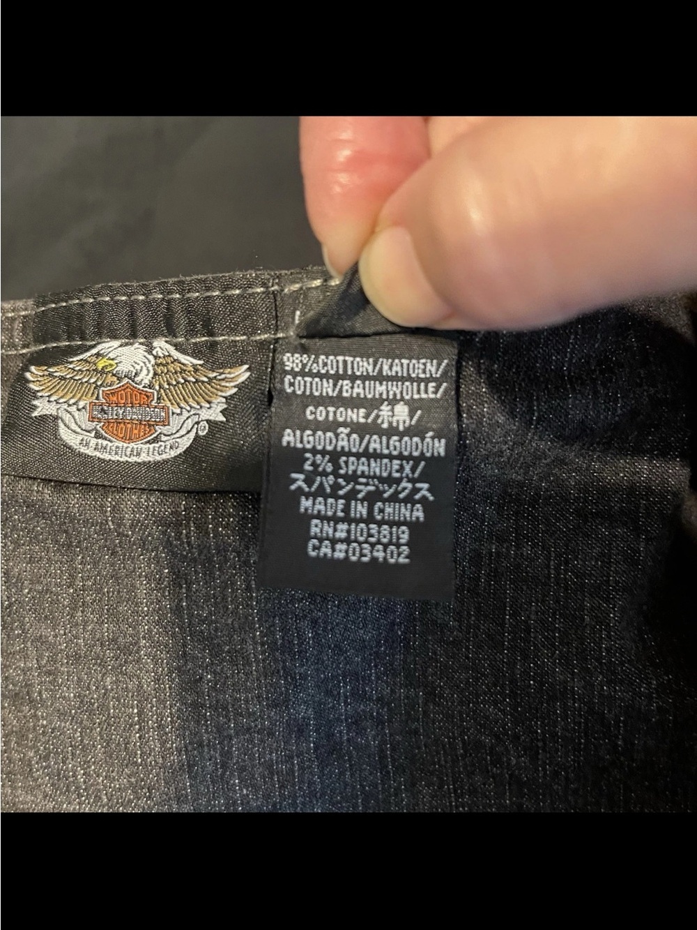 Harley Davidson L Black Denim Double Breasted Button Vest Black Stones/Gems - Picture 4 of 7